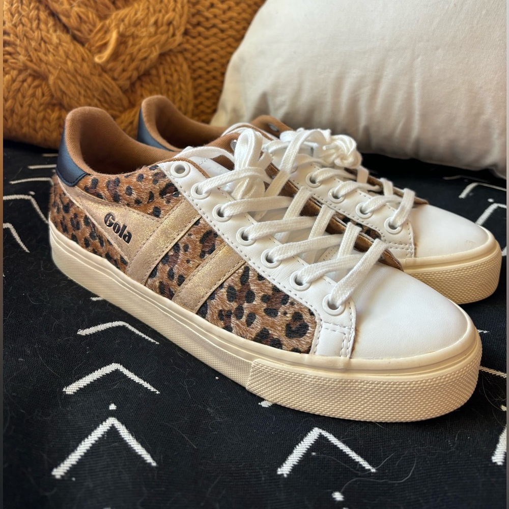 Gola Leopard Print Low-Top Sneakers With White & Tan Accents